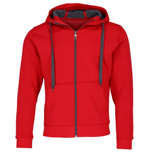 Sportliche Kapuzenjacke mit Fleecefutter - für Herren Farbe red/carbon Größe XL von James & Nicholson