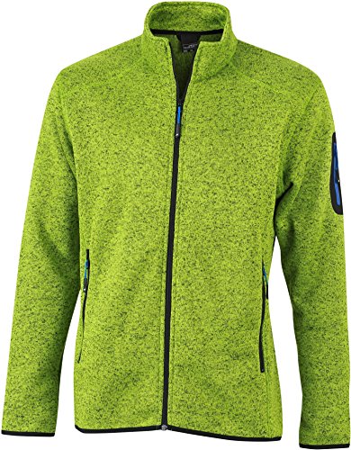 Strickfleece Jacke - Farbe: Kiwi Melange/Royal - Größe: S von James & Nicholson