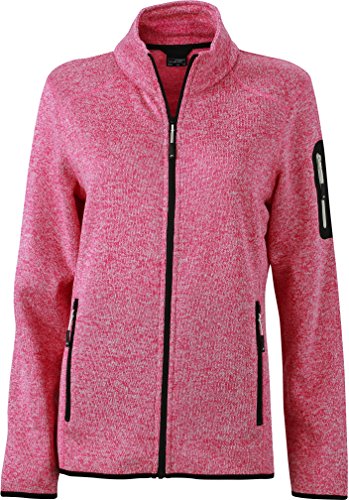 Strickfleece Jacke - Farbe: Pink Melange/Off White - Größe: L von James & Nicholson