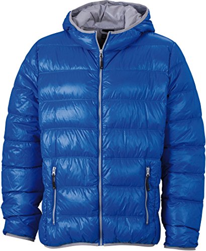 Ultraleichte Daunenjacke Kapuze - Farbe: Blue/Silver - Größe: 3XL von James & Nicholson