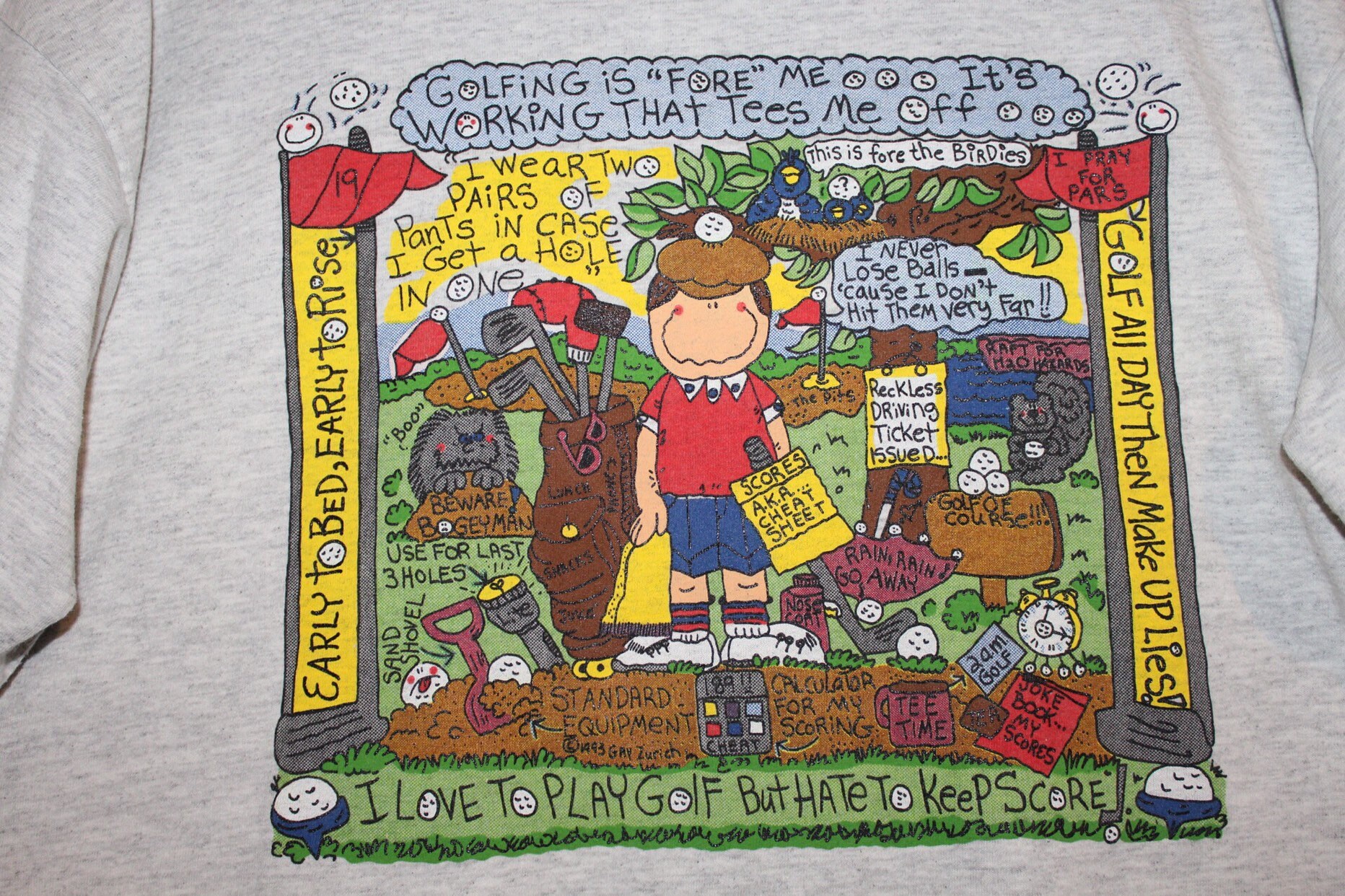 Jahrgang 1993 Golf Cartoon T-Shirt Von Gay Zürich Illustration Jahrgang 1993 Golf Cartoon T-Shirt Von Gay Zürich Illustration von JamesFlamesVintage