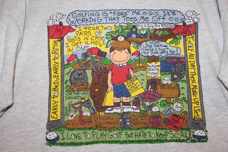 Jahrgang 1993 Golf Cartoon T-Shirt Von Gay Zürich Illustration Jahrgang 1993 Golf Cartoon T-Shirt Von Gay Zürich Illustration von JamesFlamesVintage