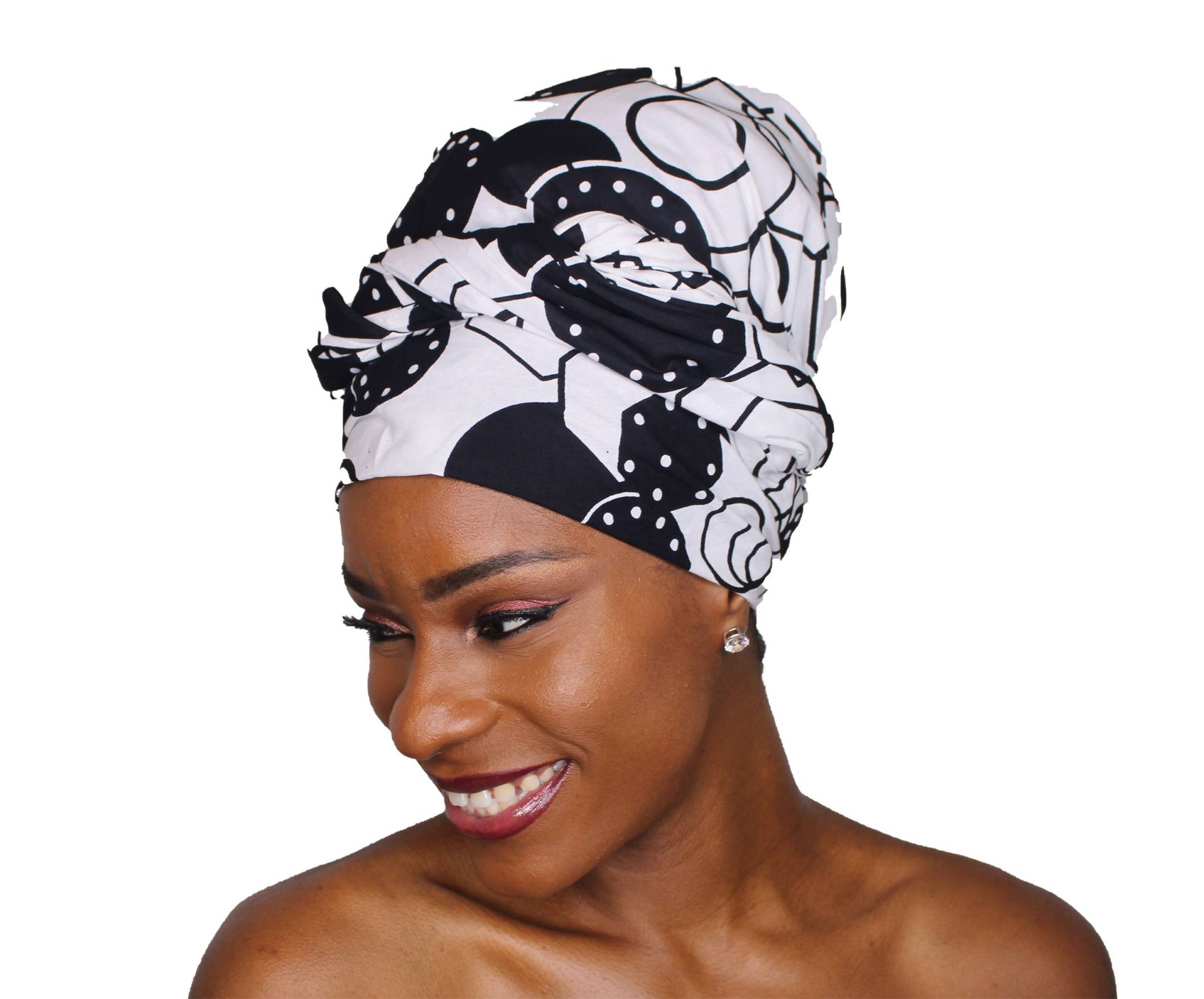 Ankara Headwrap Und Schal Dashiki African Print Kente Haarband Wachs | Schwarz-Weiß von Jamgal