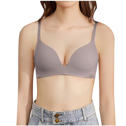 Damen BH ohne Bügel Bequemer Nahtloser BHS Trägerverstellbarer Softschalen BH Minimizer-BHS Seamless Push Up Tshirt BH Soft Baumwolle Klassischer BH Outlet Angebote Kaffee S von Jamicy