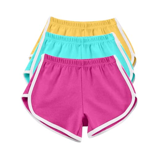 Jamicy 3er Kurze Hosen Damen Shorts Sommer Damen-Shorts Sport Sweatshorts Jogging Sportshorts Atmungsaktive Sporthose Leicht Trainingsshorts Stretch Turnhose Tages 01 Knalliges Pink M von Jamicy