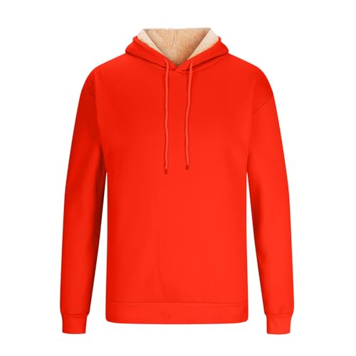 Jamicy Hoodie Herren Fleecepullover Warme Sweatshirt mit Kapuze Casual Winterpullover Einfarbig Kapuzenpullover Gefüttert Sweater Fleece Pullover für Männer Angebote Rot L von Jamicy