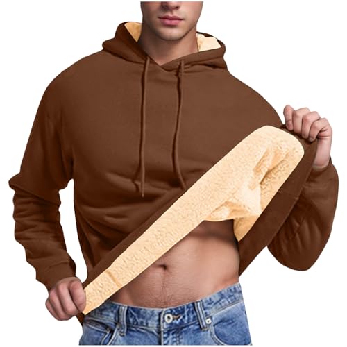 Jamicy Hoodie Herren Fleecepullover Warme Sweatshirt mit Kapuze Casual Winterpullover Einfarbig Kapuzenpullover Gefüttert Sweater Fleece Pullover für Männer Meine Bestellungen Anzeigen Braun 3XL von Jamicy