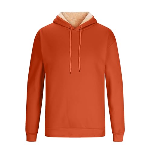 Jamicy Hoodie Herren Fleecepullover Warme Sweatshirt mit Kapuze Casual Winterpullover Einfarbig Kapuzenpullover Gefüttert Sweater Fleece Pullover für Männer Meine Bestellungen Anzeigen Orange L von Jamicy