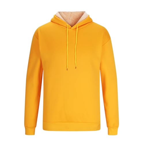 Jamicy Hoodie Herren Fleecepullover Warme Sweatshirt mit Kapuze Casual Winterpullover Einfarbig Kapuzenpullover Gefüttert Sweater Fleece Pullover für Männer Warehouse Deal Gelb L von Jamicy