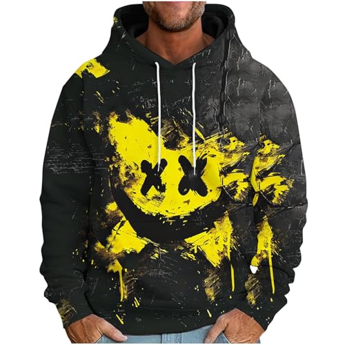 Jamicy Hoodie Herren Pullover Langarmshirt Casual Kapuzenpullover Hoodies Sweater Patchwork Drucken Sweatshirt Male Loose Kapuzenjacke Classic Hoody mit Kapuze Warehouse Deals Angebote Grau L von Jamicy
