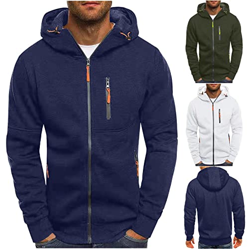 Jamicy Hoodie Herren Sweatjacke Male Kapuzenpullover mit Reißverschluss Classic Pullover mit Kapuze Einfarbig Sweatshirt Basic Sportjacke Cardigan Jacke Gutscheine Marine M von Jamicy