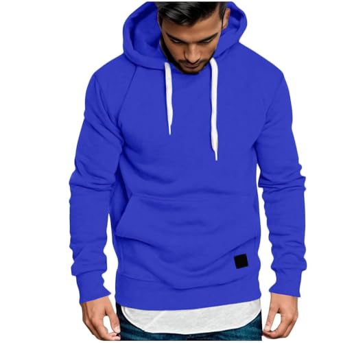 Jamicy Hoodie Herren Sweatshirt Kapuzenpullover Hoodies für Männer Casual Pullover mit Kapuze Tasche Einfarbig Hoody Slim Fit Langarmshirt Basic Kapuzenjacke Gutscheine Blau XL von Jamicy