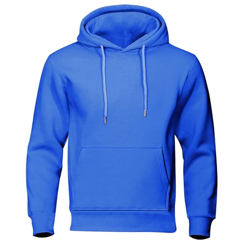 Jamicy Hoodie Herren Sweatshirt mit Kapuze Casual Pullover Hoody Männer Einfarbig Kapuzenpullover Baumwolle Oberteil Frühling und Herbst Longsleeve Regular Fit Angebote Blau L von Jamicy