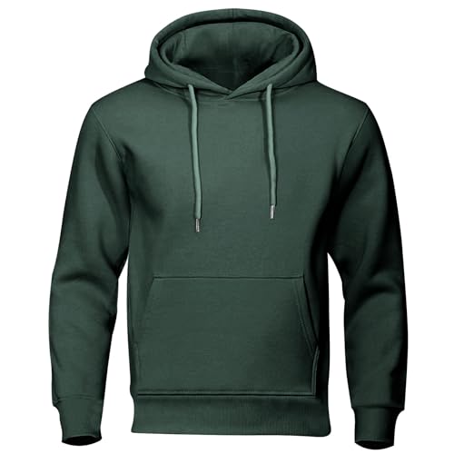 Jamicy Hoodie Herren Sweatshirt mit Kapuze Casual Pullover Hoody Männer Einfarbig Kapuzenpullover Baumwolle Oberteil Frühling und Herbst Longsleeve Regular Fit Angebote des Tages Heute Armeegrün XL von Jamicy