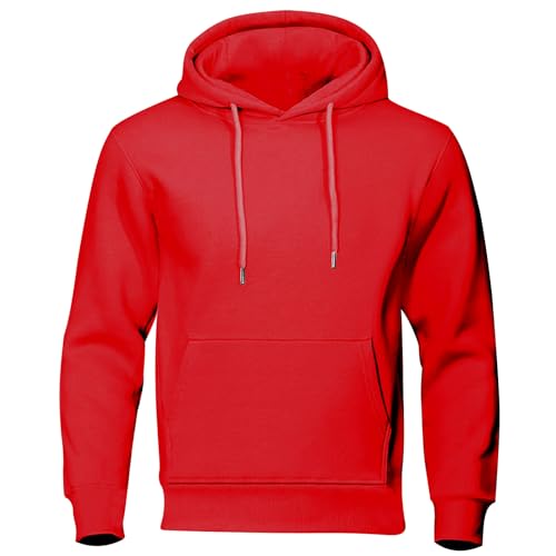 Jamicy Hoodie Herren Sweatshirt mit Kapuze Casual Pullover Hoody Männer Einfarbig Kapuzenpullover Baumwolle Oberteil Frühling und Herbst Longsleeve Regular Fit Blitzangebote des Tages Rot M von Jamicy