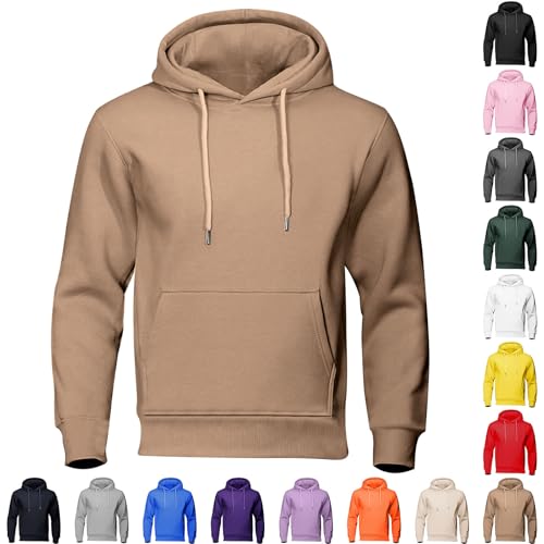 Jamicy Hoodie Herren Sweatshirt mit Kapuze Casual Pullover Hoody Männer Einfarbig Kapuzenpullover Baumwolle Oberteil Frühling und Herbst Longsleeve Regular Fit Outlet Angebote Kaffee S von Jamicy