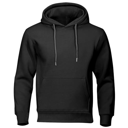 Jamicy Hoodie Herren Sweatshirt mit Kapuze Casual Pullover Hoody Männer Einfarbig Kapuzenpullover Baumwolle Oberteil Frühling und Herbst Longsleeve Regular Fit Outlet Angebote Schwarz 3XL von Jamicy