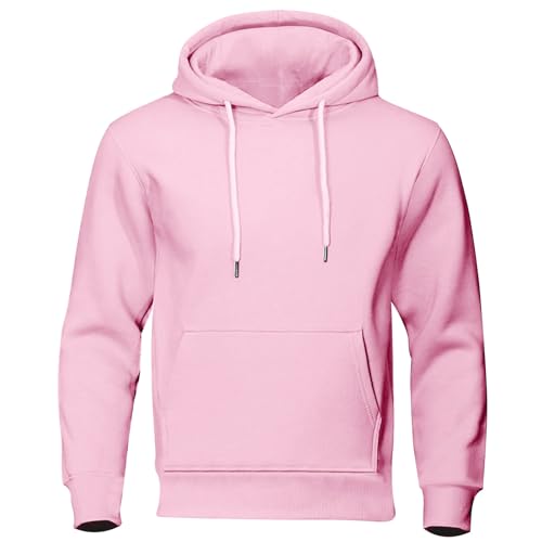 Jamicy Hoodie Herren Sweatshirt mit Kapuze Casual Pullover Hoody Männer Einfarbig Kapuzenpullover Baumwolle Oberteil Frühling und Herbst Longsleeve Regular Fit Sale Angebote Rosa 3XL von Jamicy