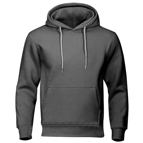 Jamicy Hoodie Herren Sweatshirt mit Kapuze Casual Pullover Hoody Männer Einfarbig Kapuzenpullover Baumwolle Oberteil Frühling und Herbst Longsleeve Regular Fit Sale Herren Dunkelgrau M von Jamicy