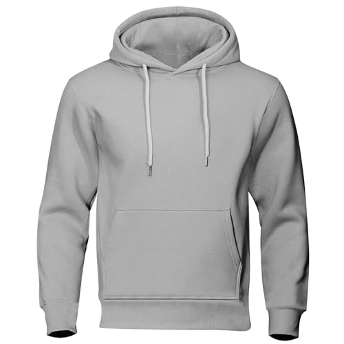 Jamicy Hoodie Herren Sweatshirt mit Kapuze Casual Pullover Hoody Männer Einfarbig Kapuzenpullover Baumwolle Oberteil Frühling und Herbst Longsleeve Regular Fit Warehouse Deals Angebote Grau XL von Jamicy