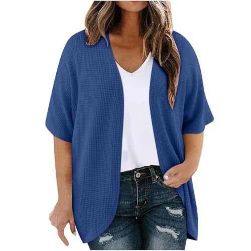 Jamicy Jacket Damen Herbst Übergangsjacke Dünne Loose Freizeitjacke Oversize Langarm Strickjacke Bequeme Freizeit Herbstjacke Einfarbige Lässige Sweatjacke Einfarbige Weich Marine 3XL von Jamicy