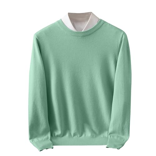 Jamicy Pullover Herren Strickpullover Mode Rundhals Langarmshirt Einfarbig Pulli Warm Sweater Slim Fit Langarm Unterhemd Regular Sweatshirt Longsleeve Angebote Grün XL von Jamicy