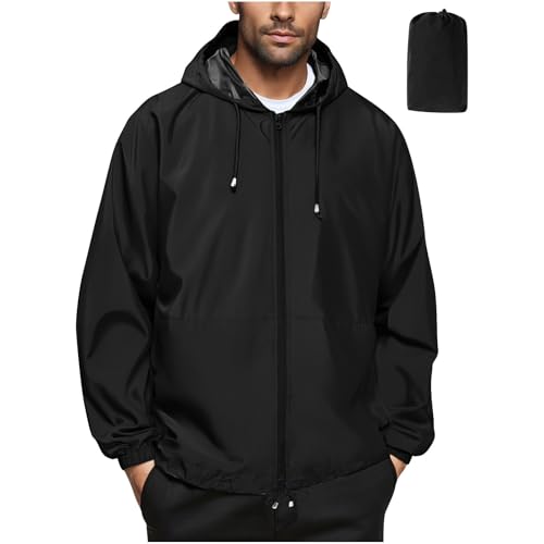 Jamicy Regenjacke Herren Funktionsjacke Wasserdicht Fahrradjacke Winddichte Sweatjacke Sport Atmungsaktive Windbreaker Schnelltrocknend Windjacke Dry Fit Trekking Sweatshirt Deals Schwarz L von Jamicy