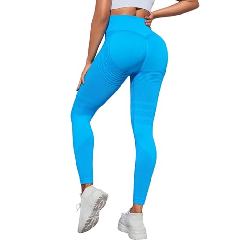 Jamicy Sport Leggings Damen High Waist Sportleggins Frauen Lang Gym Leggings Blickdicht Sporthose Elastische Bauchweg Yogahose Fitness Laufhose Grau Streetwear Wanderhose Outdoorhose Hellblau M von Jamicy