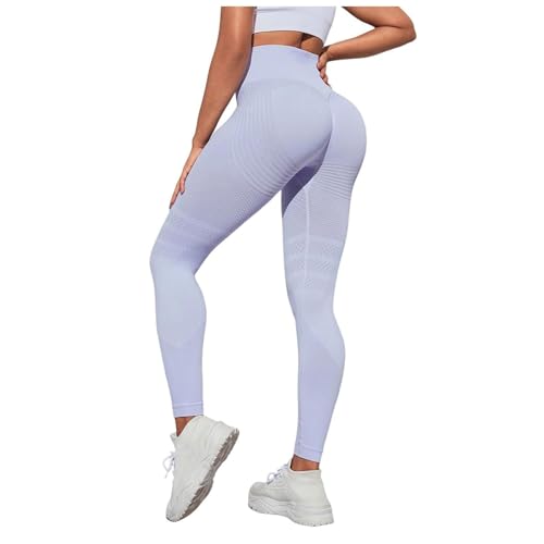 Jamicy Sport Leggings Damen High Waist Sportleggins Frauen Lang Gym Leggings Blickdicht Sporthose Elastische Bauchweg Yogahose Fitness Laufhose Grau Streetwear Wanderhose Outdoorhose Lila L von Jamicy