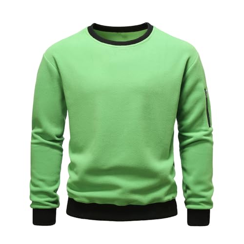 Jamicy Sweatshirt Herren Slim Fit T-Shirt Einfarbig Langarmshirt Casual Baumwolle Langarm Unterhemd Basic Männer Sweater Herbstshirt Classic Pullover Blitzangebote des Tages Grün XL von Jamicy