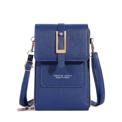 Jamicy Touchscreen Handtaschen Damen,Mobiltelefon Crossbody Taschen,Klein Umhängetasche aus Leder,Verstellbarer Riemen,Retro-Reißverschluss,Nicht Leicht Zu Rosten Einfach Ihre Sachen (Graues Blau) von Jamicy