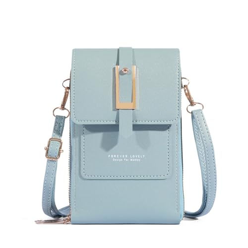 Jamicy Touchscreen Handtaschen Damen,Mobiltelefon Crossbody Taschen,Klein Umhängetasche aus Leder,Verstellbarer Riemen,Retro-Reißverschluss,Nicht Leicht Zu Rosten Einfach Ihre Sachen (Himmelblau) von Jamicy