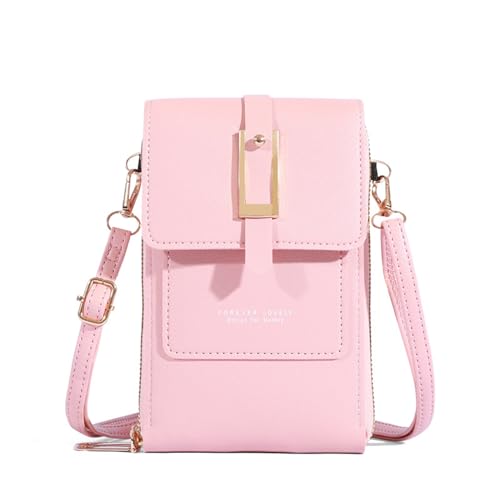 Jamicy Touchscreen Handtaschen Damen,Mobiltelefon Crossbody Taschen,Klein Umhängetasche aus Leder,Verstellbarer Riemen,Retro-Reißverschluss,Nicht Leicht Zu Rosten Einfach Ihre Sachen (Rosa) von Jamicy