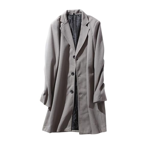Jamicy Trenchcoat Herren Mantel Freizeit Übergangsjacke Basic Winterjacke Lässige Wollmantel Mode Windbreaker Oversized Herrenmantel mit Revers Warehouse Deal Grau 5XL von Jamicy