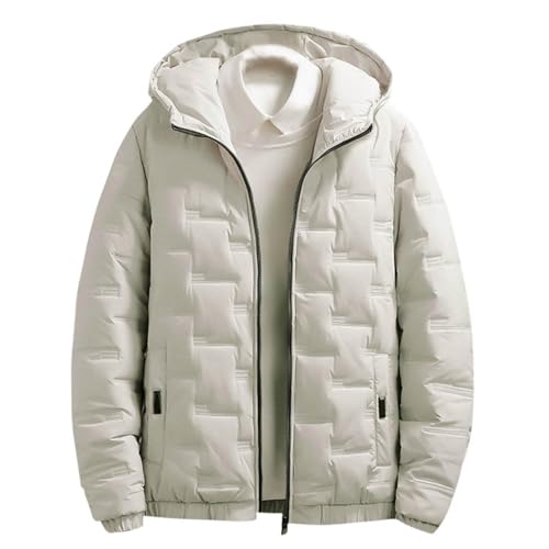 Jamicy Winterjacke Herren Daunenjacke mit Kapuze Einfarbig Softshelljacke Winter Warme Jacke Leichte Steppjacke Bequeme Kapuzenjacke Lässig Outdoorjacke Gutscheine Khaki 4XL von Jamicy