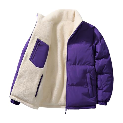 Jamicy Winterjacke Herren Fleecejacke Einfarbig Daunenjacke 3 in 1 Jacke für Männer Softshelljacke Windbreaker Stehkragen Bequeme Sweatjacke Meine Bestellungen Anzeigen Lila M von Jamicy