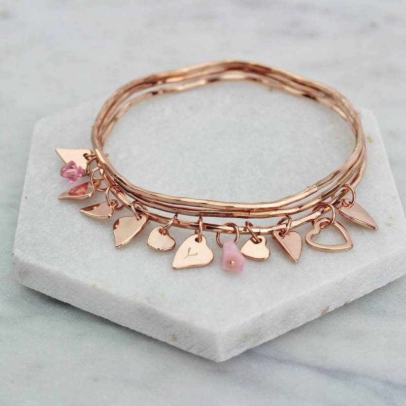 Personalisierte Herz Stapeln Armreifen Mit Swarovski Crystal - Mütter Tag Herzen Personalisiert Geschenk Für Mama von JamieLondonJewellery