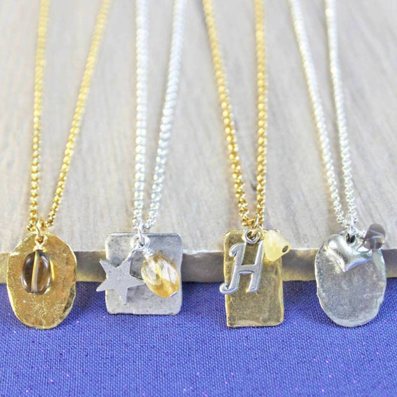 Personalisierte November Birthstone Anhänger Mit Edelsteinen Und Initialen - Citrin Smoky Topaz Geburtstag Weihnachten Geschenk Für Sie von JamieLondonJewellery