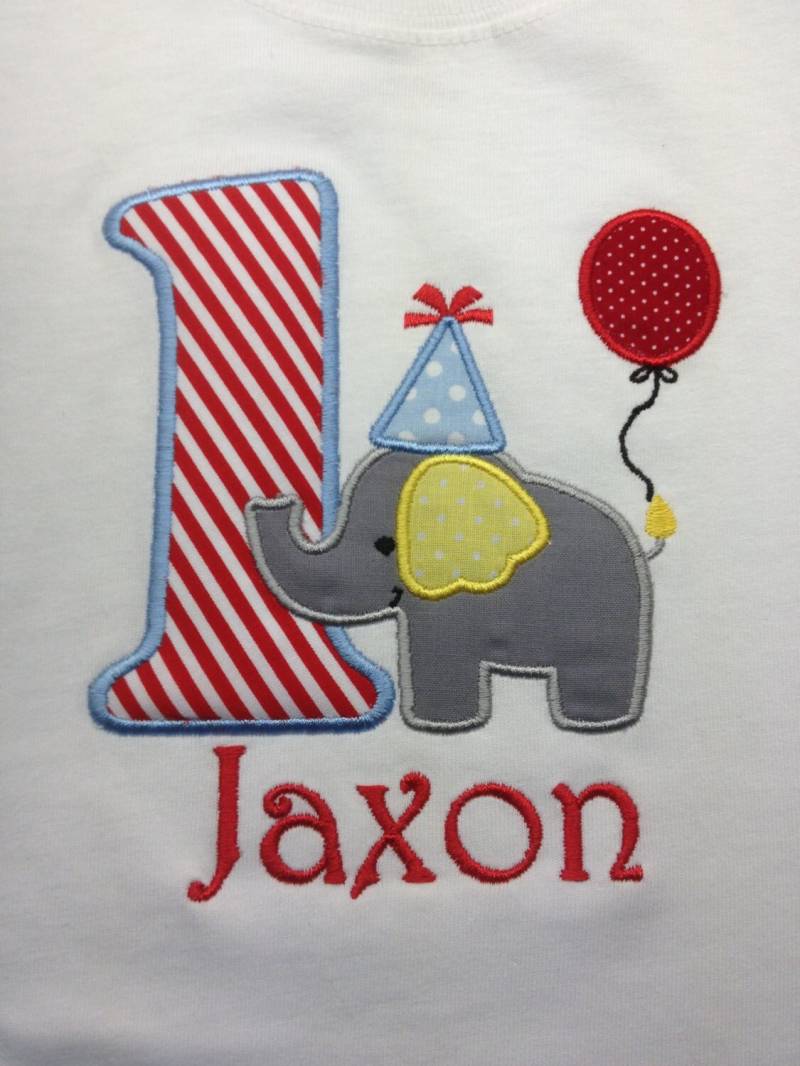 Elefant Und Ballons Applique Geburtstag Shirt Elefant Und Ballons Applique Geburtstag Shirt von JamieSewCute