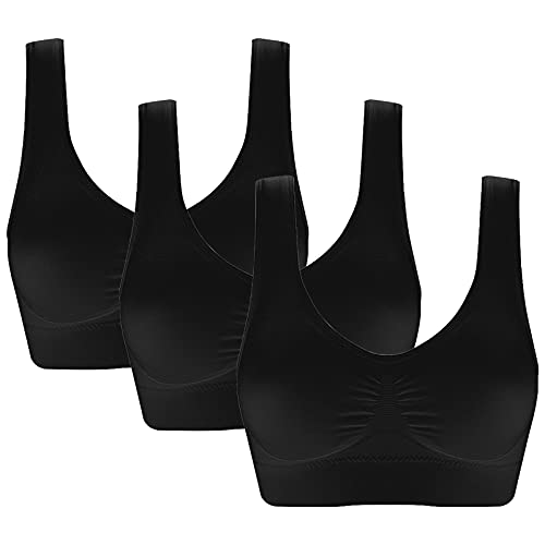 Jamron Damen 3er Pack Nahtlos Bügelloser Bequem Klassische BHS Schlaf Yoga Sport BHS mit Abnehmbaren Pads Schwarz + Schwarz + Schwarz 4XL Jamron Damen 3er Pack Nahtlos Bügelloser Bequem Klassische BHS Schlaf Yoga Sport BHS mit Abnehmbaren Pads Schwarz + Schwarz + Schwarz 4XL von Jamron