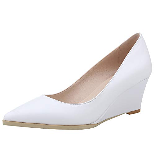 Jamron Damen Echtleder Spitze 5.5CM Keilabsatz Pumps Büroarbeit Gericht Schuhe Weiß SN02411-2 EU37.5 Jamron Damen Echtleder Spitze 5.5CM Keilabsatz Pumps Büroarbeit Gericht Schuhe Weiß SN02411-2 EU37.5 von Jamron