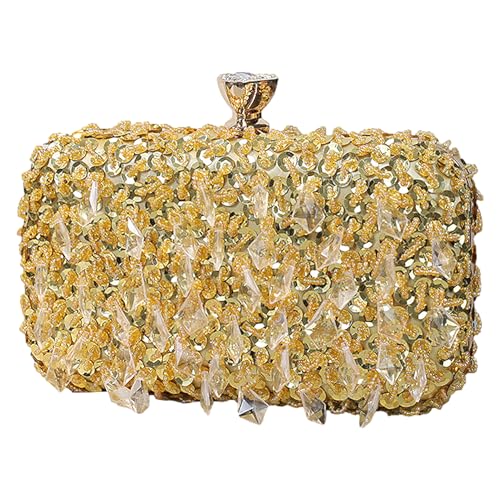 Jamron Damen Glitzer Ballförmig Abendtasche Strass Pailletten Clutch Tasche SN071291 Gold von Jamron