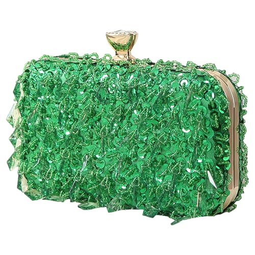 Jamron Damen Glitzer Ballförmig Abendtasche Strass Pailletten Clutch Tasche SN071291 Grün von Jamron