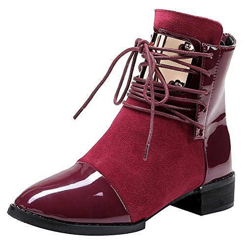 Jamron Damen Punk Metall Stil Cap Toe Blockabsatz Reißverschluss Stiefeletten Rot SN02701 EU39.5 Jamron Damen Punk Metall Stil Cap Toe Blockabsatz Reißverschluss Stiefeletten Rot SN02701 EU39.5 von Jamron