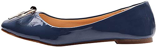 Jamron Damen Schön Krawatte Ballerinas Bequem Quadratische Zehe Schlüpfen Halbschuhe Niederung Slippers Pumps Dolly Schuhe Blau SN02922 EU38.5 von Jamron