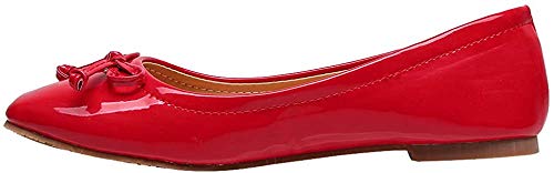 Jamron Damen Schön Krawatte Ballerinas Bequem Quadratische Zehe Schlüpfen Halbschuhe Niederung Slippers Pumps Dolly Schuhe Rot SN02911 EU37.5 von Jamron