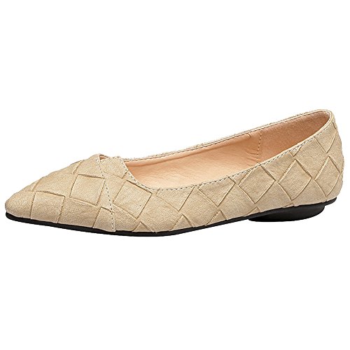 Jamron Damen Spitze Ballerinas Leicht Flatche Pumps Aprikose SN02711 EU40.5 von Jamron