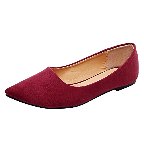 Jamron Damen Spitze Ballerinas Leicht Flatche Pumps Burgund SN02722 EU41.5 von Jamron