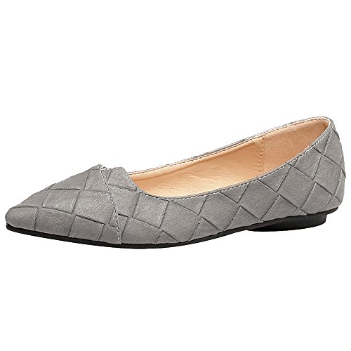 Jamron Damen Spitze Ballerinas Leicht Flatche Pumps Grau SN02711 EU37 von Jamron