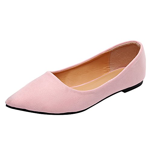 Jamron Damen Spitze Ballerinas Leicht Flatche Pumps Rosa SN02722 EU38 von Jamron